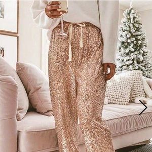 Gold sequin jogger pant